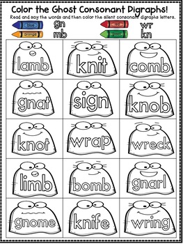 silent consonant digraphs mb gn kn and wr word work no prep