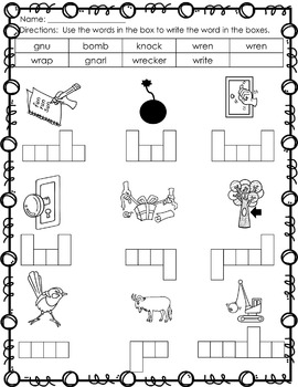 Silent Consonant Pack (kn, gn, wr, and mb) by Courtney Cicchini | TpT