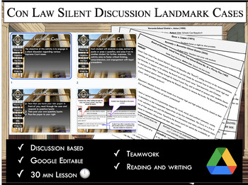 Preview of Silent Discussion Activity: Supreme Court Landmark Cases Analysis Con Law