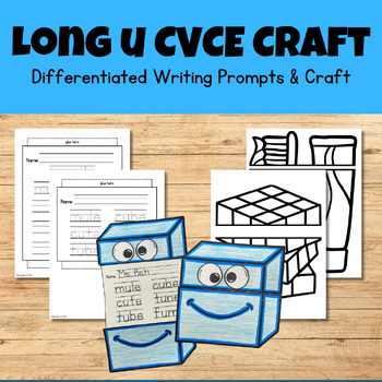 Preview of Silent E Long U Phonics Writing Craftivity - CVCE Magic E Writing & Craft