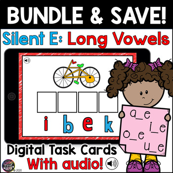 Preview of Silent E BUNDLE - Magic E vCe Boom Digital Tasks Cards - Science of Reading