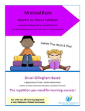 Orton Gillingham Solutions:  Silent-E Game Cards -- Minimal Pairs