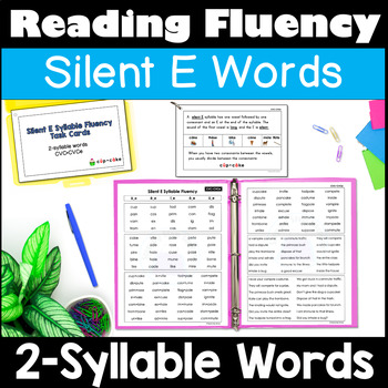 Preview of Silent E Reading Fluency Grids & Drills 2 Syllable Words | Orton Gillingham