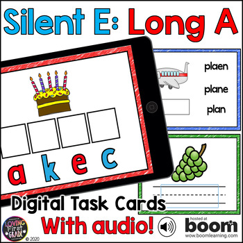 Preview of Silent E: Long A vCe | Boom Cards | Science of Reading Word Work