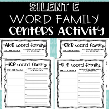 Preview of Silent E Word Family Centers Activity