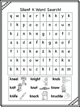 silent k and w word searches by lauren mcintyre tpt