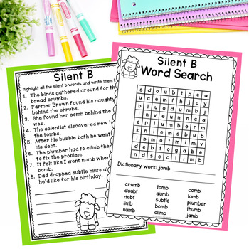 silent letter b worksheets by the support butterfly tpt