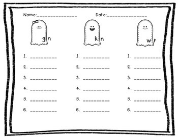 Silent Letter Digraphs : gn, wr, kn (Ghost Buddies) ***FREE*** | TpT