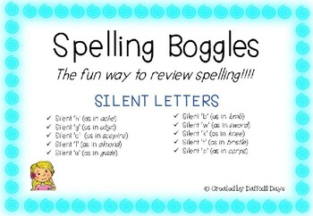 Preview of Silent Letter Spelling Boggles