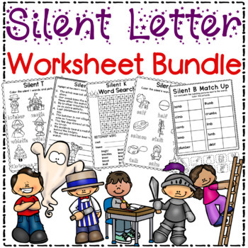 Preview of Silent Letter Worksheet Bundle