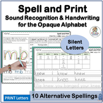 Preview of Silent Letters Spelling Activites & Printing Practice Science of Reading Aligned