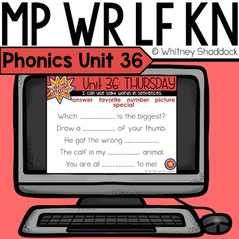 Preview of Silent Letters WR KN GN MB Phonics Lessons Digital Unit 36 for First Grade