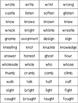 Silent Consonants Words - Escolamar