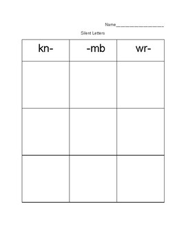 Preview of Silent Letters: kn-, -mb, wr-