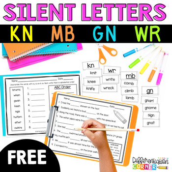 Silent Letters wr gn kn mb Free Phonics Worksheets