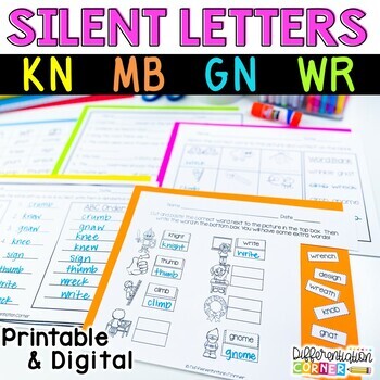 Preview of Silent Letters wr gn kn mb Phonics Activities 1st Grade 2nd Grade