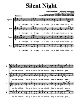 Preview of Silent Night arrangement - SATB chorus - permission to copy freely