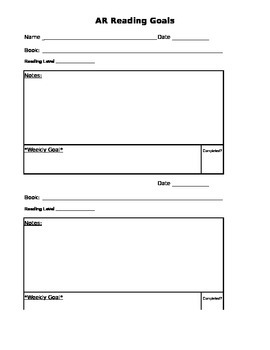 Preview of Silent Reading Goals Template