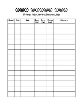 Preview of Silent Sustained Reading Log