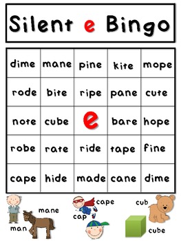 Silent e Bingo Common Core by Valery Wright | Teachers Pay Teachers