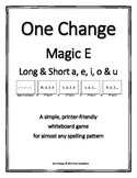 Silent e / Magic e- "One Change Whiteboard Game (CVCe with CVC)