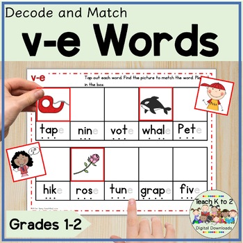 Preview of Silent e Decoding and Picture Matching Word Mats Grades 1-2 Literacy Centers