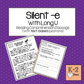 Preview of Silent e/Magic e with long U Reading Comprehension Passage and Questions