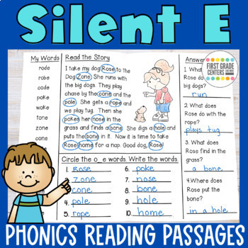 Preview of Silent e Reading Passages | Decodable Readers VCE Worksheets