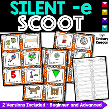 Preview of Silent E Game SCOOT or Write the Room Activity for Magic E Long Vowel Sounds