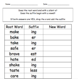 Silent e Spelling Worksheet
