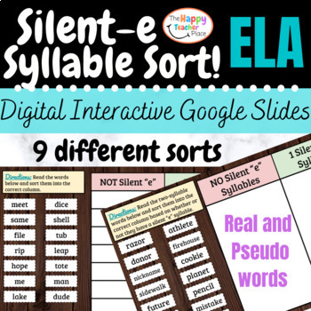 Preview of Silent-e/VCE Syllable Phonics Sort! {Digital Interactive Google Slides}