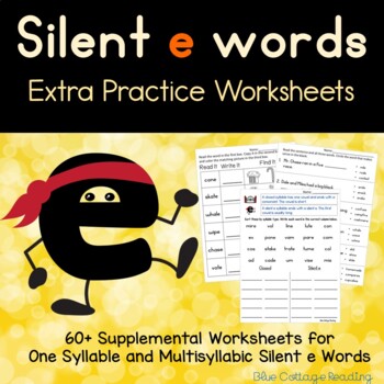 Preview of Silent e Worksheets - Structured Literacy - VCE Syllables