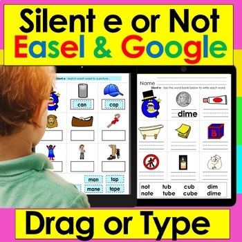 Silent e for Easel Activities and Google Slides Digital Set One First Grade