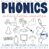 Silent letters  L C U G W clipart, phonics intervention doodles