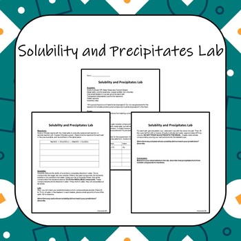 Preview of Silicate Garden  - Solubility and Precipitates Lab