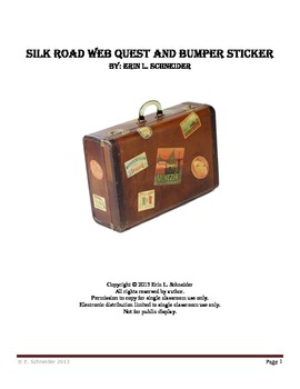 Preview of Silk Road Web Quest and Bumper Sticker (Distance Learning)