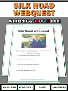 Preview of Silk Road - Webquest with Key (Google Doc Included)