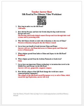 Silk Road In 5 Minutes Video Worksheet By History Wizard Tpt