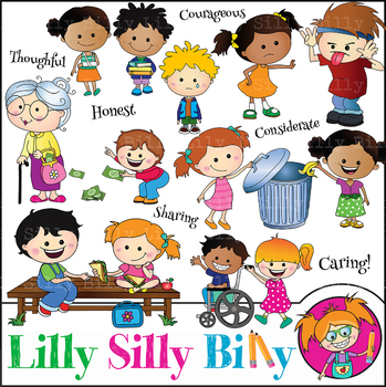 Preview of Clipart Values Caring Cuties {Lilly Silly Billy}