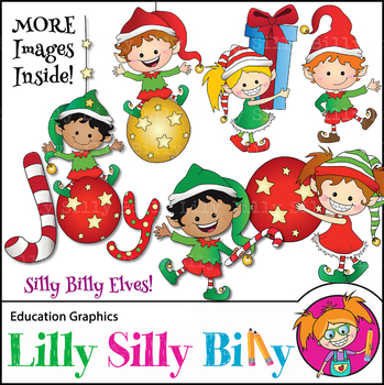 Preview of Clipart Elves and Ornaments {Lilly Silly Billy}