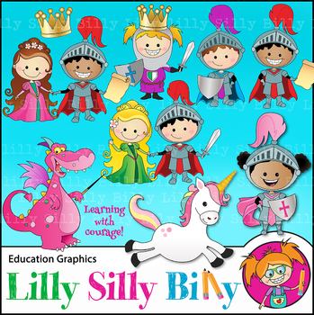 Preview of Clipart Fairy Tale and Dragon {Lilly Silly Billy}