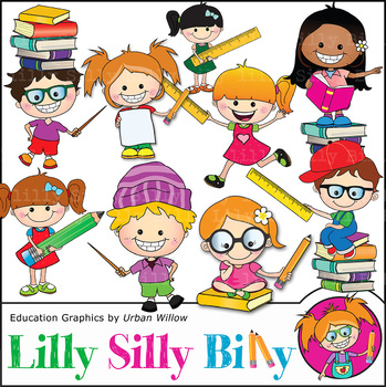 Preview of Clipart Pointing Kids 2 {Lilly Silly Billy}