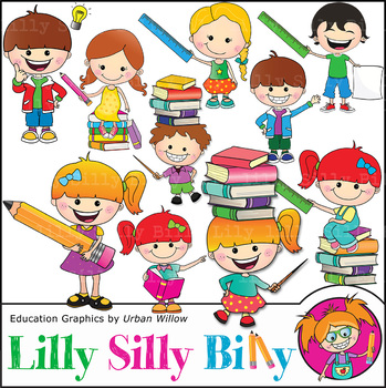 Preview of Clipart Pointing Kids {Lilly Silly Billy}