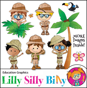 Preview of Clipart Safari Kids {Lilly Silly Billy}