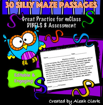 Preview of Silly DAZE MAZE Reading Passages to Practice for mClass DIBELS 8 Test 2nd Grade