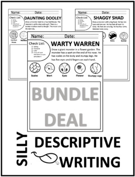 Preview of Silly Descriptive Writing Unit Daily 5 Worksheets