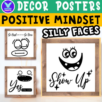 Preview of Silly Faces Motivation Quotes Fun Kids Classroom Decor Bulletin Board No PREP