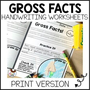 Preview of Silly Handwriting Worksheets - Gross Facts - PRINT