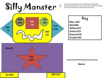 Preview of Silly Monster Adding and Subtracting Activity