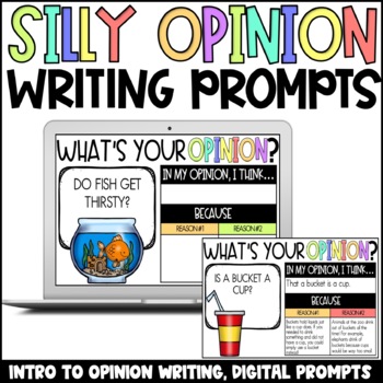 Preview of Silly Opinions | Digital Writing Prompts | Intro to Opinion Writing | Engaging
